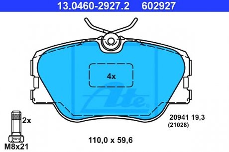 Комплект тормозных колодок, дисковый тормоз ATE 13046029272 (фото 1)