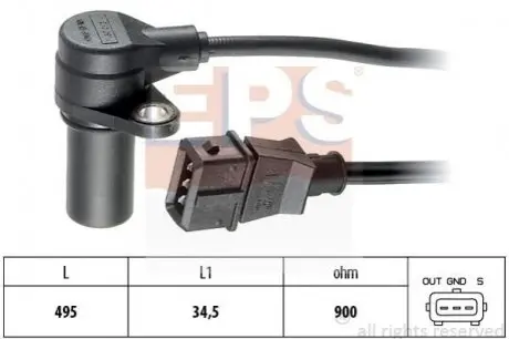 Датчик оборотов коленвала Opel Astra G/Frontera B/Omega B EPS 1953160