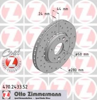 Тормозной диск 470.2433.52 ZIMMERMANN 470243352