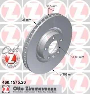 Тормозной диск 460.1575.20 ZIMMERMANN 460157520