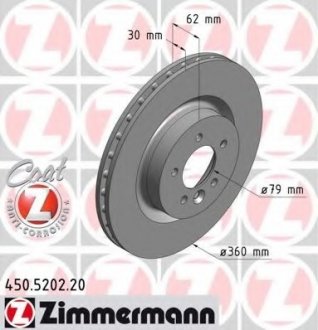 Тормозной диск 450.5202.20 ZIMMERMANN 450520220 (фото 1)