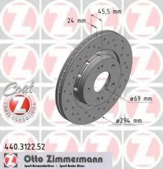 Тормозной диск перед вент Mitsubishi Outlander/Ou ZIMMERMANN 440312252
