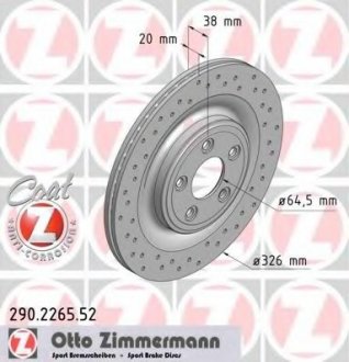 Тормозной диск 290.2265.52 ZIMMERMANN 290226552