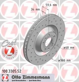 Тормозной диск 100.3305.52 ZIMMERMANN 100330552 (фото 1)