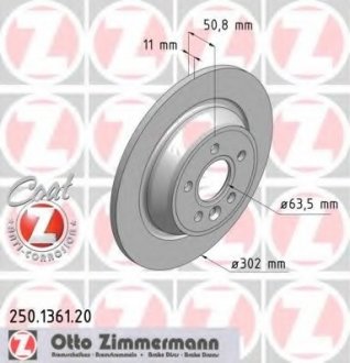 Тормозной диск 250.1361.20 ZIMMERMANN 250136120
