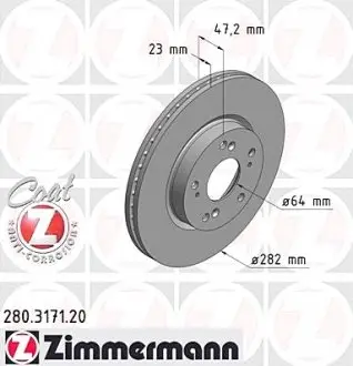 Диск гальмівний Coat Z ZIMMERMANN 280317120