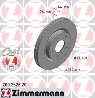 Тормозной диск 200.2526.20 ZIMMERMANN 200252620 (фото 1)