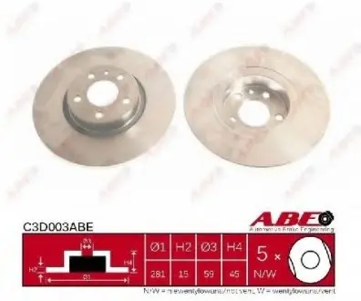 Диск тормозной перед. Alfa 156 97-06 ABE C3D003ABE