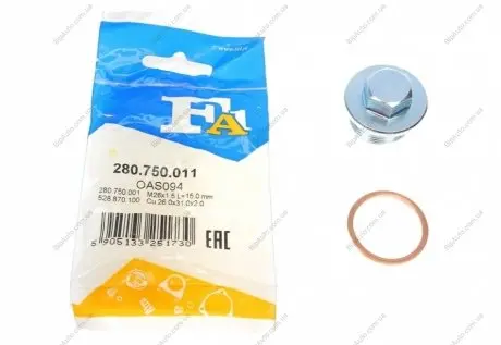 Пробка масляного поддона M26x1.5/ L=15 Fischer Automotive One (FA1) 280.750.011