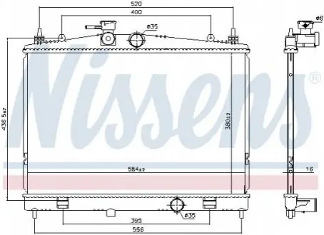 Радіатор NS JUKE(10-)1.6 i 16V[OE 21410BA60A] NISSENS 68735