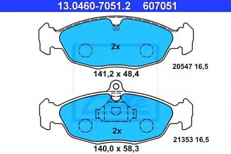 Комплект тормозных колодок, дисковый тормоз ATE 13046070512 (фото 1)