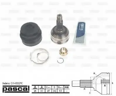 Шарнирный комплект, приводной вал PASCAL G14002PC