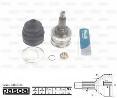 Шарнирный комплект, приводной вал PASCAL G18030PC