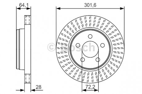 Тормозной диск DODGE Nitro''F''2,8-4,0''06-11 BOSCH 0986479U04 (фото 1)