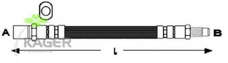 Гальмівний шланг задній. (L=256) Lada 1200-1300-1500-1600 KAGER 380193 (фото 1)