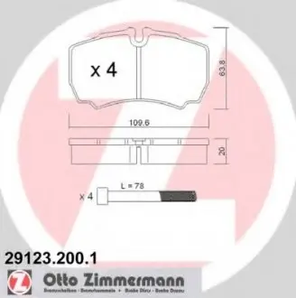 Тормозные колодки дисковые ZIMMERMANN 291232001