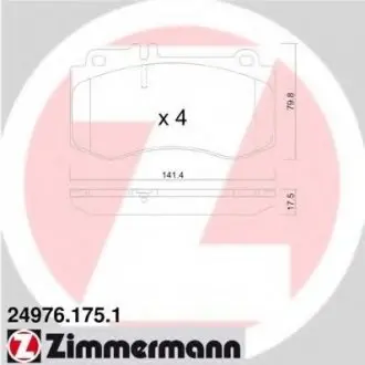 Тормозные колодки дисковые ZIMMERMANN 249761751