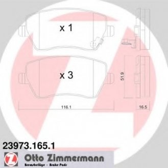 Гальмівні колодки дискові ZIMMERMANN 239731651 (фото 1)