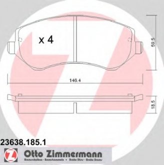 Комплект тормозных колодок, дисковый тормоз ZIMMERMANN 236381851