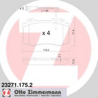 Тормозные колодки дисковые ZIMMERMANN 232711752