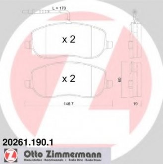 Гальмівні колодки дискові ZIMMERMANN 202611901 (фото 1)