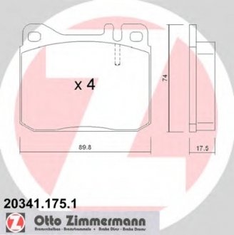 Тормозные колодки дисковые ZIMMERMANN 203411751 (фото 1)