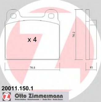 Тормозные колодки дисковые ZIMMERMANN 200111501