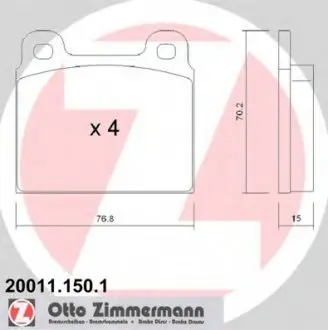 Гальмівні колодки дискові ZIMMERMANN 200111501 (фото 1)