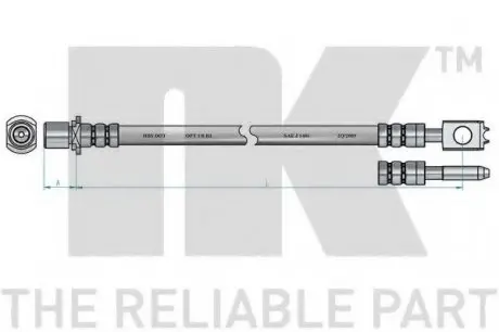 Шланг тормозной зад. VW Passat (3B) 96-00 NK 854782
