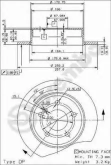 Гальмівний диск 08.4738.21 BREMBO 08473821