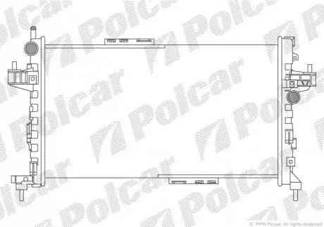 Радиаторы охлаждения 600x341x23 A/P мех. КПП=M/A AC=(+/-) OPEL CORSA C 01- 1248ccm Z13DT 188A9.000 Polcar 555708A1