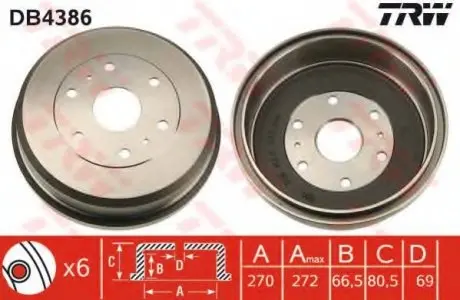 Тормозной барабан TRW DB4386