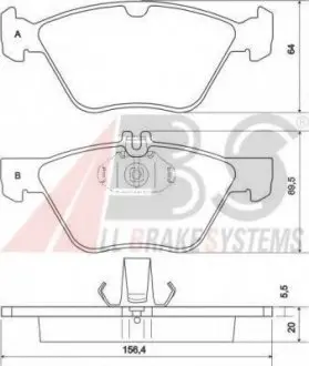 Тормозные колодки дисковые ABS A.B.S. 36943