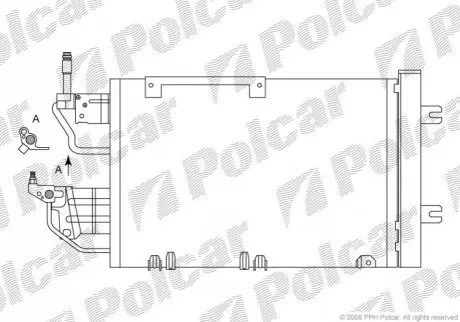 Радіатори кондиціонера 505 (470)x325x16 A/A паяння C КПП=M AC=(+) OPEL ASTRA H 04- 1910ccm Z19DT (PJ) Polcar 5509K8C5