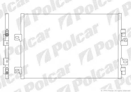 Радиаторы кондиционера 540x345x16 A/A пайка C КПП=M AC=(+) RENAULT KANGOO II 03- 1461ccm K9K (PJ) Polcar 6061K8C2