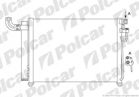 Радиаторы кондиционера 535 (485)x355x17 A/A пайка C КПП=M/A AC=(+) KIA RIO 05- (PJ) Polcar 4117K8C2 (фото 1)