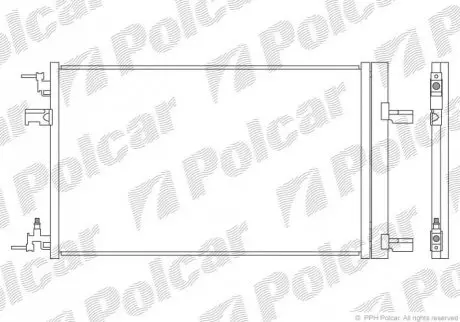 Радіатори кондиціонера 665(625)x395(375)x16 A/A паяння C КПП=M/A AC=(+) CHEVROLET OPEL (PJ) Polcar 5511K8C2S