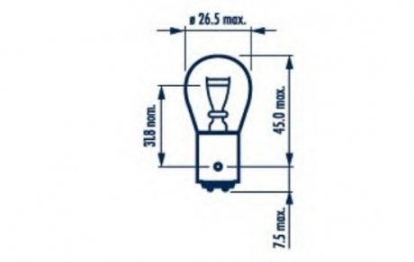Лампа накаливания, фонарь сигнала торможения, Лампа накаливания, задняя противотуманная фара, Лампа накаливания, задний гарабитный огонь NARVA 17882 (фото 1)