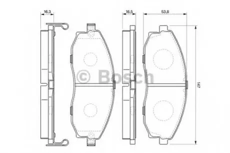 Тормозные колодки дисковые HYUNDAI H-1 -02 BOSCH 0986424670
