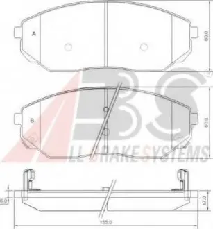 Колодка гальм. диск. KIA SORENTO передн. (ABS) A.B.S. 37364 (фото 1)