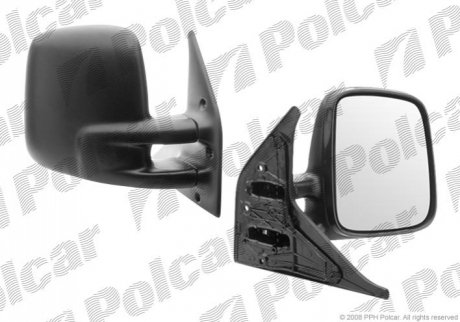 Зеркало внешнее правая сторона управление ручное черная крышка стекло выпуклое стекло хром VOLKSWAGE Polcar 956652E (фото 1)