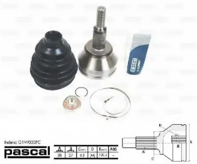 Шарнирный комплект, приводной вал PASCAL G1W033PC