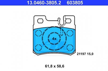 Комплект тормозных колодок, дисковый тормоз ATE 13046038052 (фото 1)