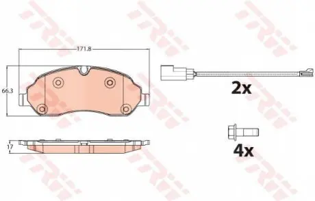 Гальмівні колодки дискові FORD Transit "F "13>> TRW GDB2117 (фото 1)