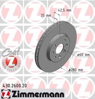 Гальмівні диски ZIMMERMANN 430260020 (фото 1)