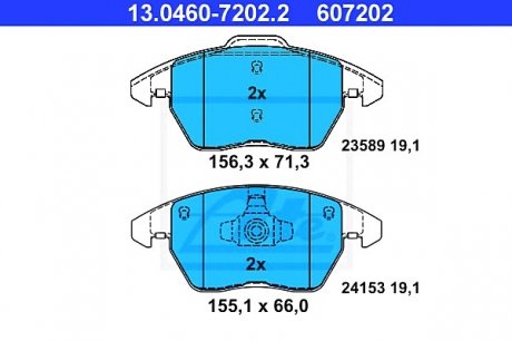 Комплект тормозных колодок, дисковый тормоз ATE 13046072022