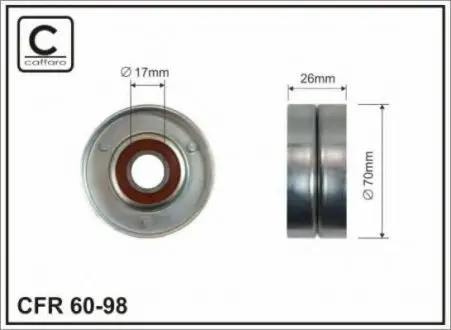 Ролік метал. 70X25X17 паска поліклинового Opel Astra 1,4-1,6 98- CAFFARO 6098