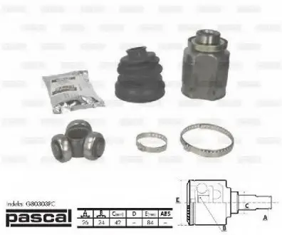 Шарнір привідного валу PASCAL G80303PC