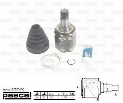 Шарнирный комплект, приводной вал PASCAL G72006PC