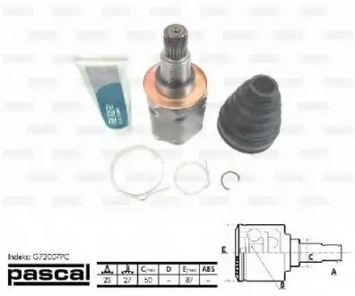 Шарнирный комплект, приводной вал PASCAL G72007PC
